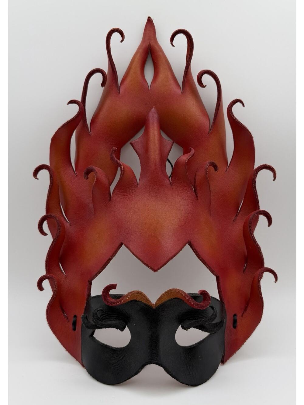 Leather Fire Face Mask Red Orange Display Decor Costume Cosplay Signed Baldwin